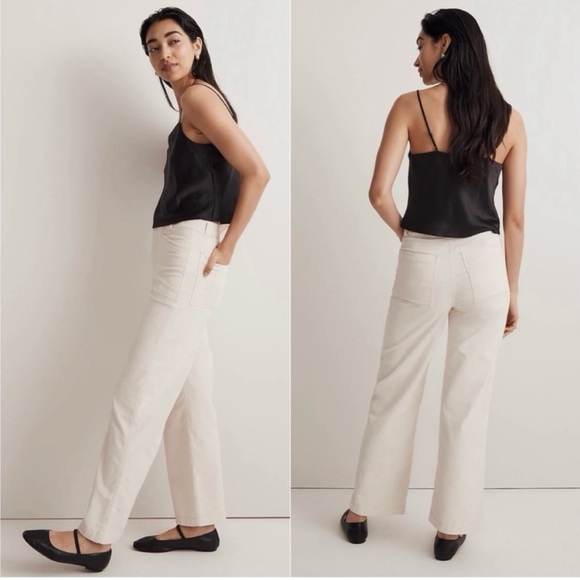 Madewell Emmett 2.0 Corduroy Wide Leg Pants High Rise Cream 32 NWT - Picture 4 of 16